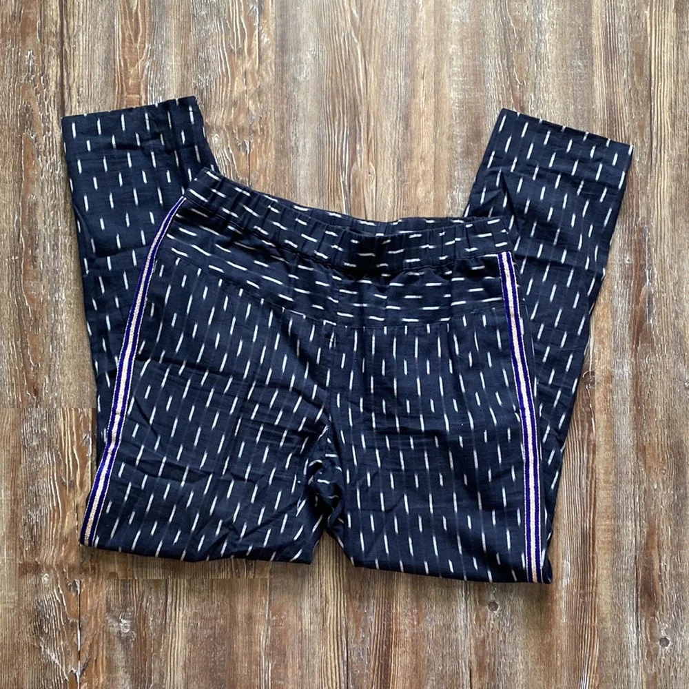 J Crew Patterned Blue Tuxedo Stripe Slim Pants